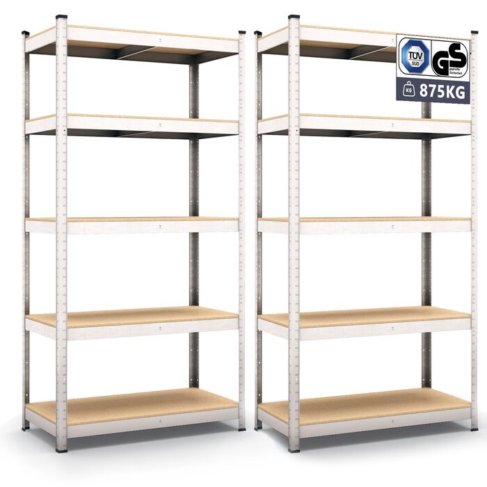 Посилений стелаж Belko, комплект з 2 шт. , стелажі для зберігання, 180 x 90 x 40 см, 2 шт. и, стелаж для підвалу, стелаж без болтів, стелаж для майстерні, вантажопідйомність до 875 кг, 24