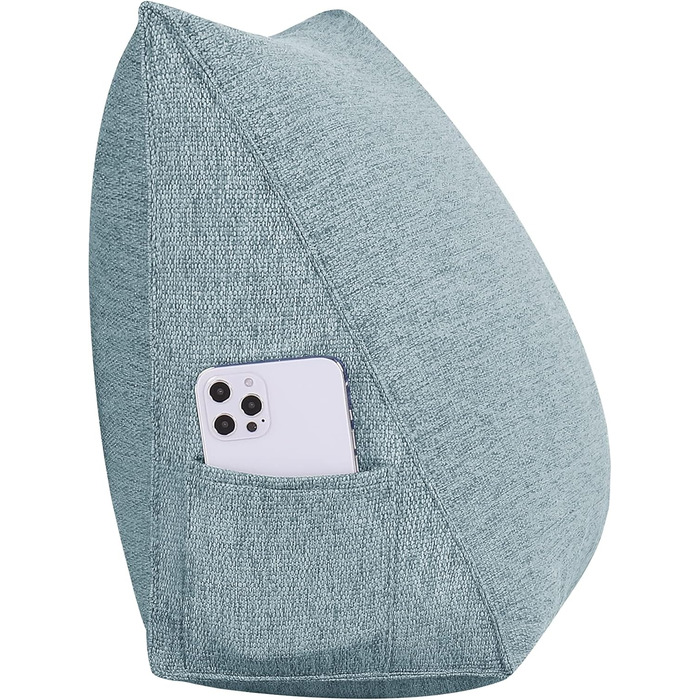 Подушка Johnear Wedge з бічною кишенею трикутна подушка для спини ліжка та дивана, подушка для читання з функцією підтримки, поперекова подушка та подушка для книги (сіра, 45 см)