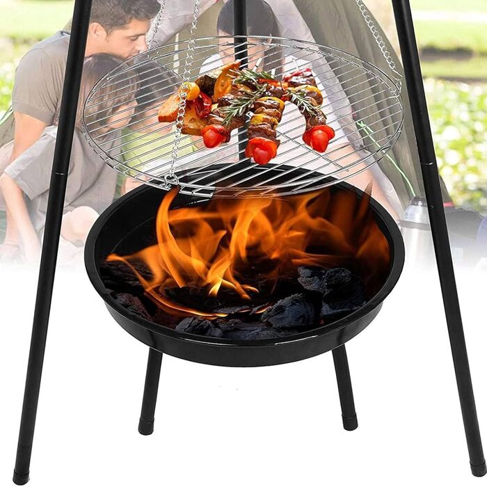 Барбекю-штатив з ланцюгом та сталевою решіткою для грилю