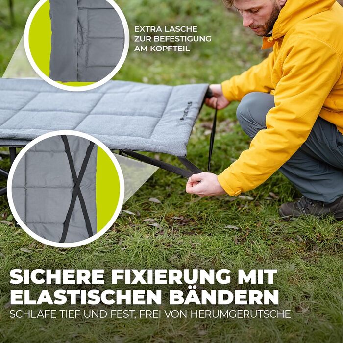 Килимок для похідного ліжка 190 x 70 см, кемпінговий матрац, супер м&39який, кемпінговий матрац, килимок для ліжка та матраца, похідне ліжко, килимок для вулиці, гостьового ліжка та рибальського ліжка 190 x 70 см, сірий