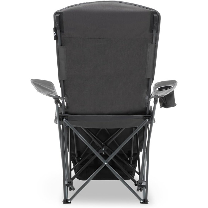 Кемпінгове крісло qeedo Johnny Relax з функцією відкидання, вантажопідйомність до 105 кг, розкладне крісло з підставкою для ніг, тримачем для напоїв та відділенням для охолодження, зручне, регульоване рибальське крісло або крісло для фестивалю, темно-сіри