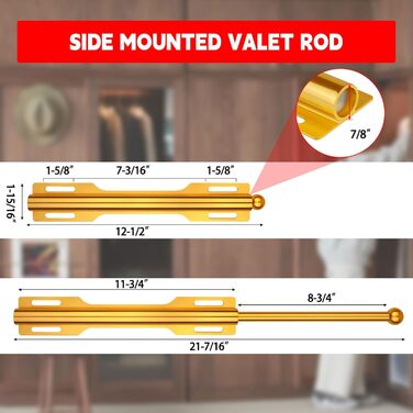 Штанга для висувної шафи, штанга для спальні, пральні, ванної кімнати, 1 упаковка, 8, помаранчевий колір