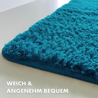 Килимок для ванни casa pura Sky Soft - Пухнастий, нековзний та м&39який килимок для ванни Килимок для ванни та душу для ванни, душу та туалету Можна прати в пральній машині та швидко сохне 80x150 см - Бірюзовий 80 x 150 см (Прямокутний) Бірюзовий