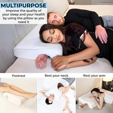 Подушка для сну MAGIC SELECT для пари, з піни з ефектом пам&39яті. Ергономічна подушка з кишенею для тих, хто спить на боці. Чохол з поліестеру, який можна прати, з вирізом ліворуч. Подушка для одного або двох осіб. A7453