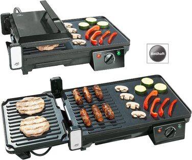 Електричний настільний гриль 2в1 з контактним грилем, пластина для гриля, 2 000 Вт (електричний гриль, балконний гриль, електричний)