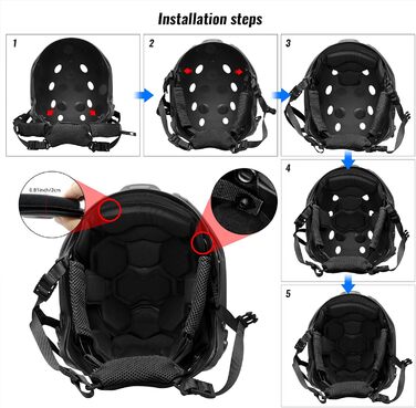 Тактичні накладки на шолом і підборідний ремінь для шолома, регульовані для Tactical Fast MICH ACH Bump Team Wendy FMA EXF Набір аксесуарів для заміни шолома чорний