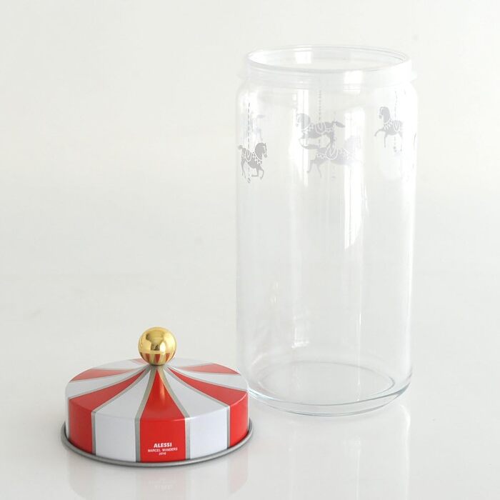 Кухонний контейнер Alessi з герметичною кришкою, жерсть, скло, різнокольоровий, 10,5 x 10,5 x 24,5 см