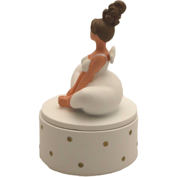 Коробка з полісмоли з фігуркою ангела-йоги, декоративна, з місцем для зберігання, біла та бежева