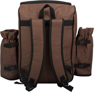 Рюкзак для пікніка Anndora на 4 особи з вбудованою сумкою-холодильником, коричневий з синіми колами, включаючи набір аксесуарів з 29 предметів