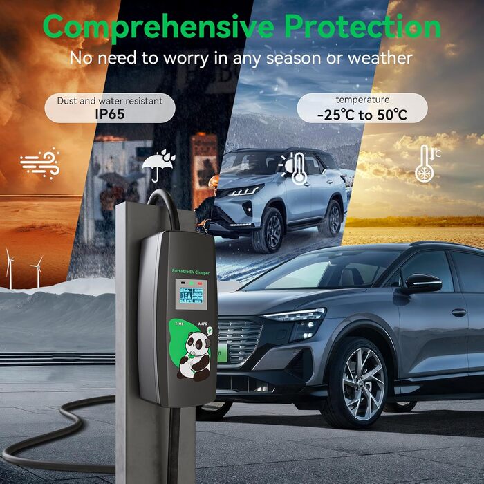 Зарядний кабель KHONS тип 2 з вилкою CEE 5 метрів 6-16А 3 фази 11кВт IP65 Мобільна зарядна станція для настінних коробок за станда