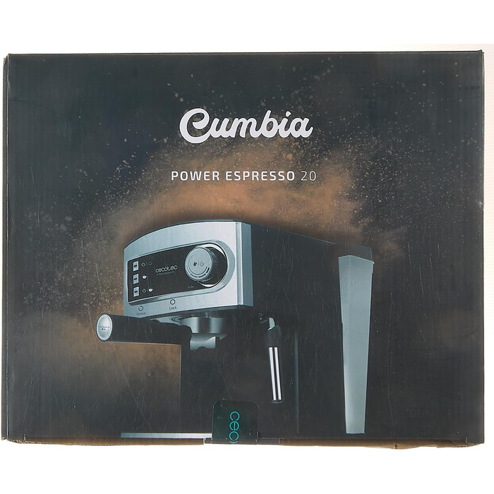 Еспресо-машина Cecotec Cumbia Power Espresso 20 Barista Aromax. Потужність 2900 Вт, 2 системи опалення, насос під тиском 20 бар, манометр, подвійний тримач фільтра на виході та 2 фільтри (базовий)
