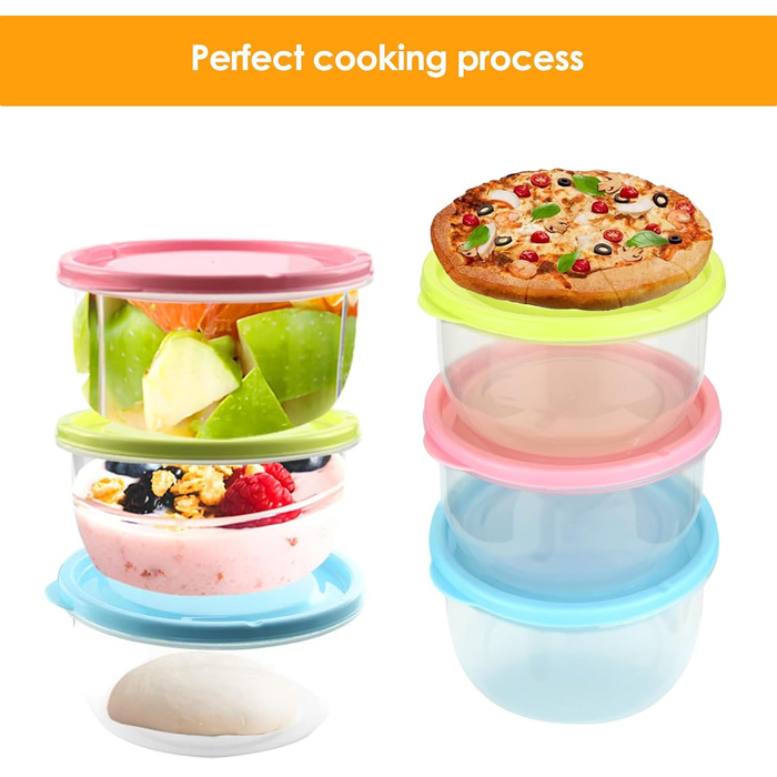 Елементна коробка для тіста для піци з кришкою, коробка для тіста для піци з харчового пластику, коробка для розстойки піци, контейнер для тіста для піци для домашнього використання, контейнер для інгредієнтів для кухні, ресторану чи дому (різнокольоровий