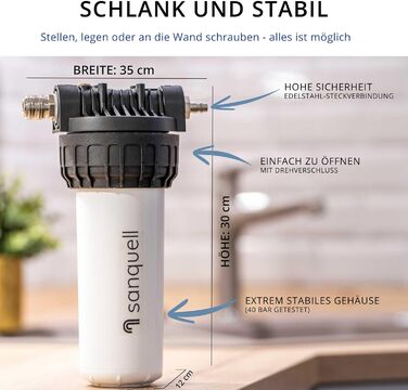 Фільтр для води преміум-класу під раковиною, 8 л/хв, видаляє 100 забруднюючих речовин, висока продуктивність, окремий кран не потрібен, екологічний дизайн, зроблено в Німеччині
