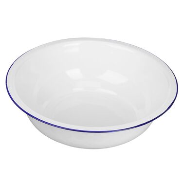 Емальована миска для змішування з армованої емалі 34 см, велика вінтажна, для миття овочів та домашнього використання, біла універсальна кухонна миска