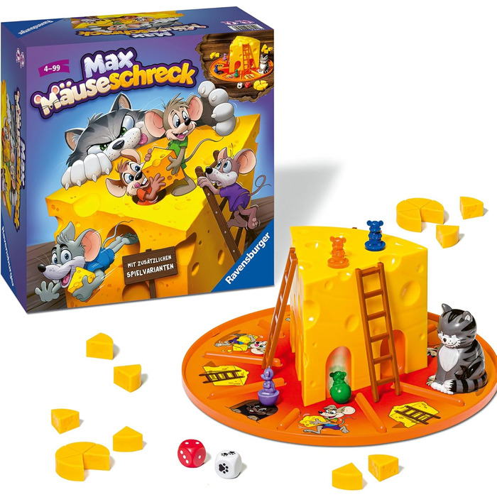 Дитячі ігри Ravensburger 24562 - Макс, миша-лякальник - Гра в кубики для 2-4 гравців, дитяча гра від 4 років - Подарунки на день народження для самотніх