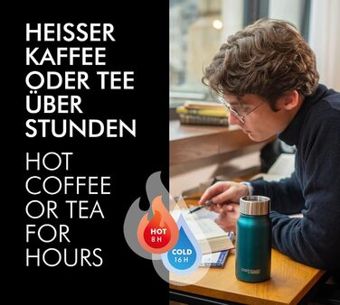 Термокухоль THERMOcaf by THERMOS TC, нержавіюча сталь, 0,35 л, термокружка з нержавіючої сталі, ізольована кружка, дорожня кружка, герметична, зберігає напої гарячими 8 годин і холодними 16 годин, можна мити в посудомийній машині, без BPA, нержавіюча стал