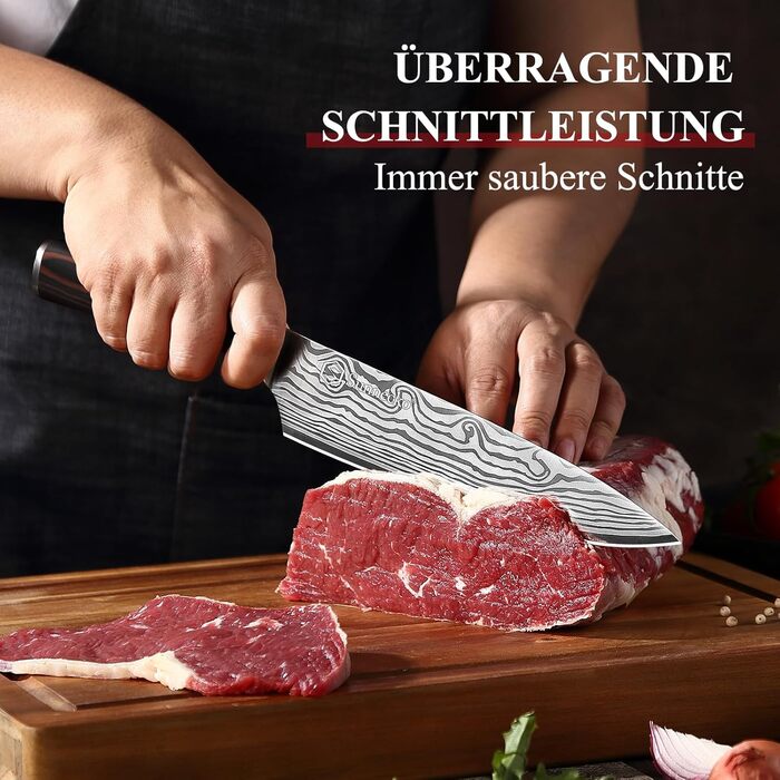 Ніж Кухонний ніж Шеф-кухарський ніж - Кухонний ніж Професійний ніж Гострий кухонний ніж з нержавіючої сталі з ручкою з паккавуду У