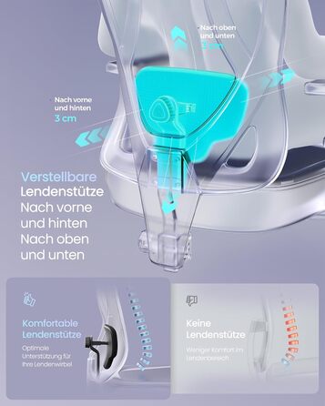 Ергономічне офісне крісло SONGMICS, стілець для столу, ігрове крісло, регульована поперекова опора, підголівник, підлокітники, підходить для різних розмірів тіла, вантажопідйомність до 150 кг, чорний колір OBN067BH01