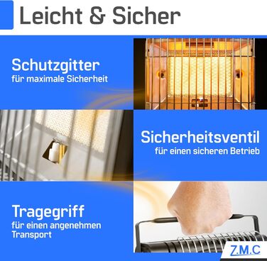 Портативний газовий обігрівач та газова плита ZMC 2-в-1 + 4 газові картриджі 227 г, керамічний кемпінговий обігрівач 1,7 кВт