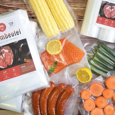 Вакуумні пакувальні пакети Fitge 170 мкм 30x40 см 120 пакетів для всіх вакуумних пакувальників Вакуумні пакети для харчових продуктів без бісфенолу А Міцна та стійка до розриву професійна вакуумна плівка Мішки для заморожування Sous Vide 30x40см/120 мішкі