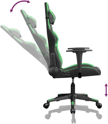 Ігрове крісло, чорно-зелена штучна шкіра, офісне крісло, ігрове крісло, обертове крісло, стілець для столу - 3143668