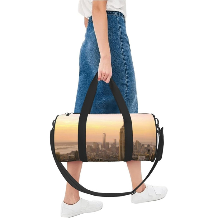 Велика спортивна сумка-мішок для подорожей Емпайр Стейт Білдінг, міцна та об'ємна, чорного кольору, універсальний розмір