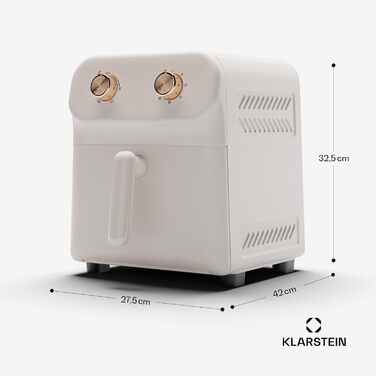 Аерофритюрниця Klarstein, духова шафа для фритюрниці, компактна фритюрниця 1700 Вт, фритюрниця 5.8 л із простим керуванням і таймером, велика фритюрниця, фритюрниця XL з циркуляцією 360 6 л піску