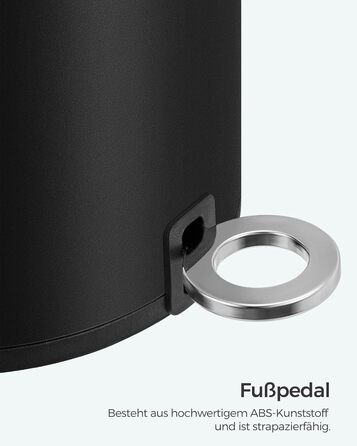 Відро для косметики, 3 л, відро для сміття для ванної кімнати, невелике відро для сміття з кришкою, з плавним закриттям, знімний п