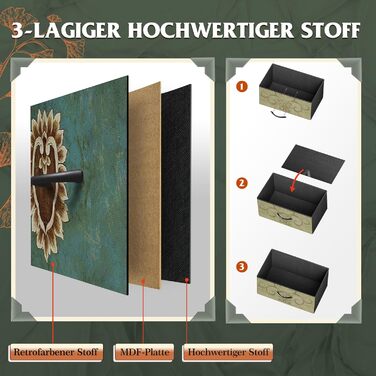 Комод WLIVE з 7 шухлядами з тканини, комод для спальні, комод для вітальні, з міцним сталевим каркасом, богемний стиль, 30Г x 100Ш x 77,5В см (7 шухляд) Богемний