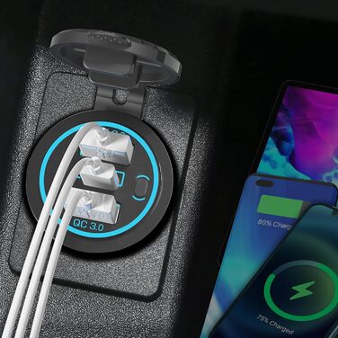 Вт) 12 В USB C розетка установка PD3.0 тип C USB розетка Водонепроникний 12 вольт автомобільна розетка прикурювач адаптер з 3 з'єд