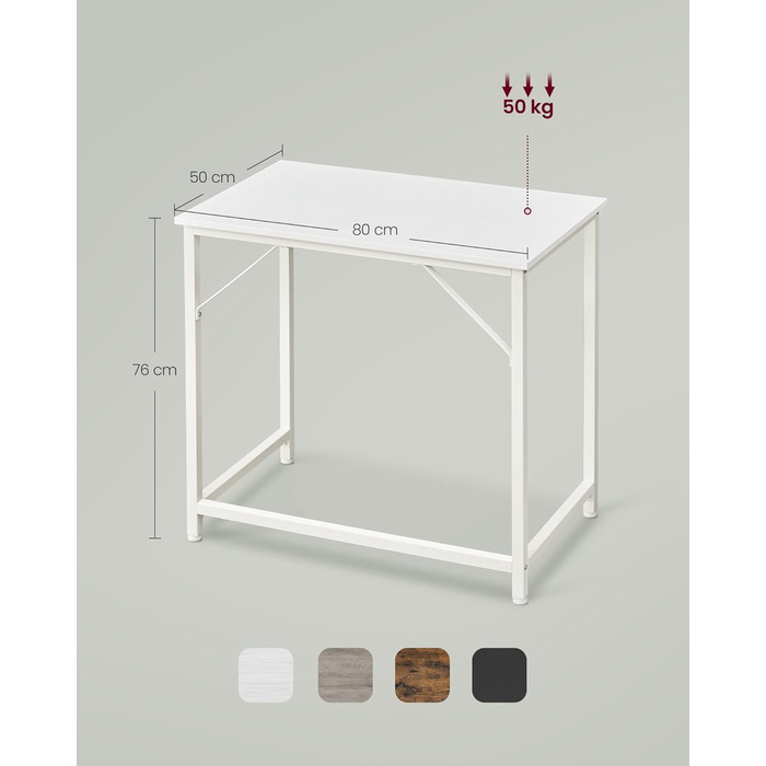 Стіл VASAGLE, комп&39ютерний стіл, офісний стіл, 80 x 50 x 76 см, для кабінету, спальні, вітальні, кленовий білий-хмарно білий LWD038W44V1 80 x 50 см кленовий білий хмарно білий