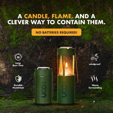 Вигідний набір свічок-ліхтарів UCO Original із 3 свічками та сумкою для зберігання, оригінальний розмір, порошкове покриття, лісовий дизайн, один розмір