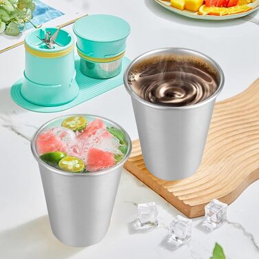 Набір з 12 чашок з нержавіючої сталі, чашки для пиття з нержавіючої сталі об&39ємом 350 мл, дитячі чашки з нержавіючої сталі розміром 84 x 103 мм, металеві чашки, чарки