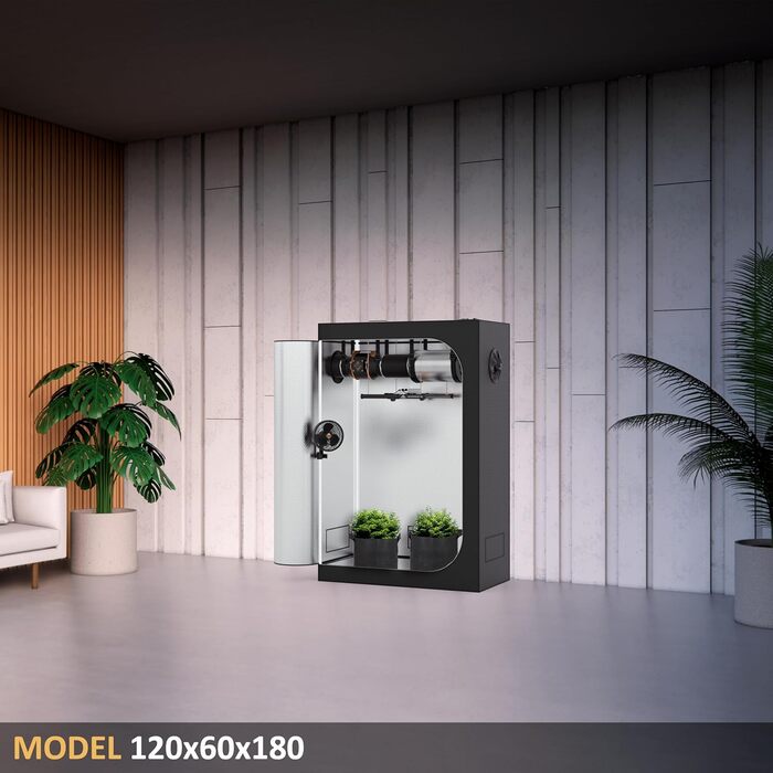 Гроубокс 120x60x180 см з висувним піддоном, високоякісний світловідбиваючий Mylar, водонепроникний без вікон, 600 -