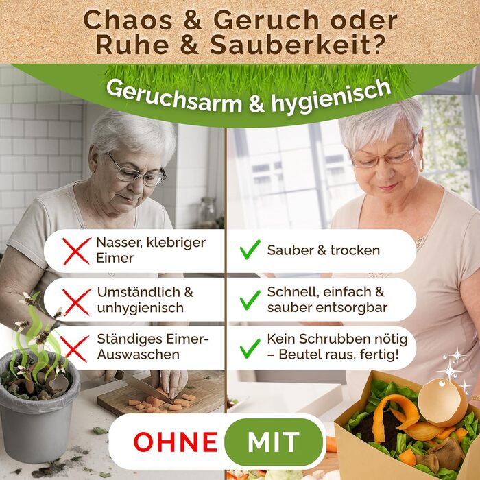 Преміальні пакети для органічних відходів об&39ємом 20 л - 50 упаковок надзвичайно стійких до розривів та вологи паперових пакетів для кухні, контейнерів для органічних відходів та контейнерів для органічних відходів Паперові пакети без пластику, екологіч