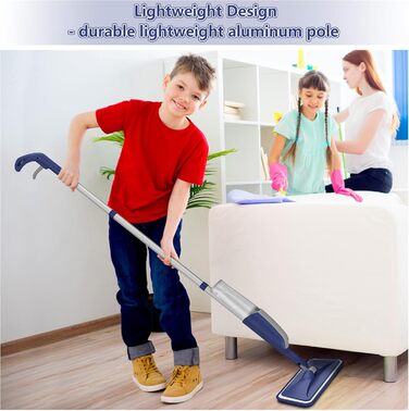 Волога швабра MEXERRIS для прибирання паркетної підлоги - швабра з мікрофібри з розпилювачем, 4 багаторазові, миються, 2 пляшки, ш