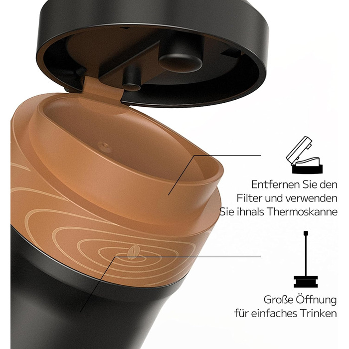 Портативний френч-прес NOTSEK Thermo, невеликий френч-прес з нержавіючої сталі 12 унцій, кемпінгова кавоварка без бісфенолу А зі щіткою для чищення губки для подорожей, кемпінгу та офісу