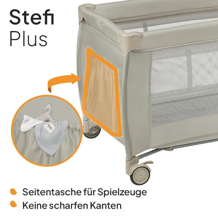 Дитяче ліжечко Lionelo Stefi Plus для подорожей до 15 кг, з матрацом, бічний вхід, блискавка, високоякісний пінопластовий матрац, бежевий