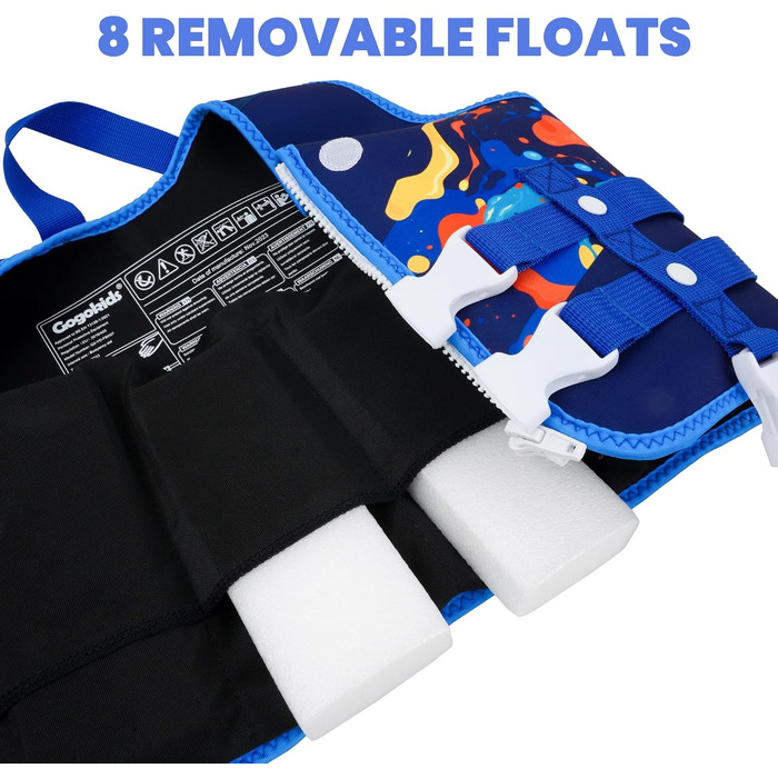 Плавальний жилет Gogokids для малюків 1-5 років 15-30 кг, дитячий плавальний жилет з подвійними регульованими ремінцями, плавальний жилет для немовлят, дівчаток та хлопчиків, регульований для басейну та пляжу, розмір L (4-5 років), темно-синій