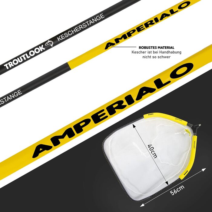 Професійний комплект підсаків для форелі - ручка підсака Amperialo, різна довжина, 2,0 метри