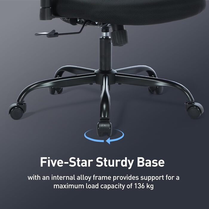 Ергономічне офісне крісло COLAMY Зручне робоче крісло з подушкою сидіння 9,5 см, 3D-підлокітниками, регульованим підголівником, для офісу, домашнього офісу та кабінету, чорний Black-01