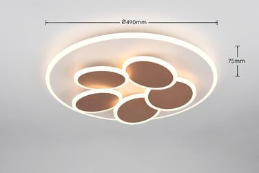 Стельовий LED-світильник Trio Mandala 653210676, метал, теплий сірий/кавовий, 35 Вт, з пультом, димером, регулюванням кольору світла, таймером та нічним режимом
