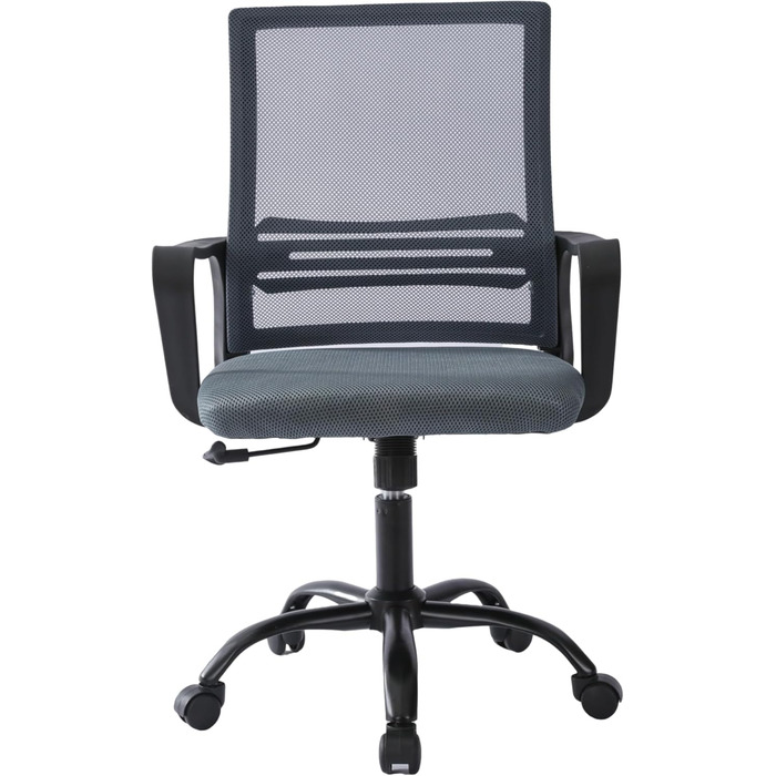 Регульоване офісне крісло mcc direct, ергономічне сітчасте поворотне крісло з м&39якою подушкою сидіння, комп&39ютерне крісло з регульованою висотою, поперековою опорою та поворотним шарніром, для дому, офісу, темно-сіра сітчаста тканина