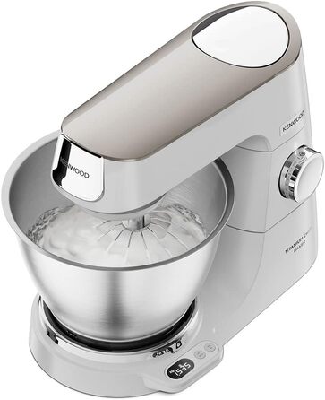 Кухонна машина Kenwood Titanium Chef Baker з вагами, набором для кондитерів (3 предмети) та чашею з нержавіючої сталі 5 л, 1200 Вт, білий (KVC65.001WH)