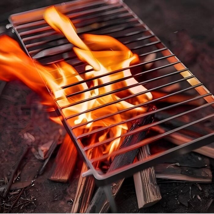 Портативний гриль для багаття, складна решітка для кемпінгового гриля з сумкою для зберігання, гриль для багаття, кемпінговий гриль зі складними ніжками, портативний міні-гриль з нержавіючої сталі для використання на свіжому повітрі