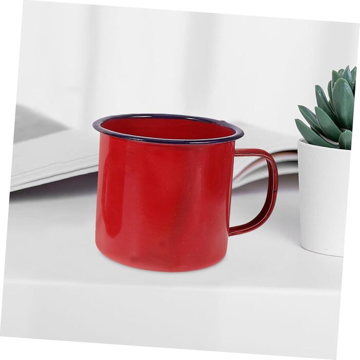 Набір емальованих кухлів Garneck з 4 предметів, для кемпінгу, маленьких бляшаних чашок для пиття, емальовані кухлі, домашні кухлі, кухлі для гарячого шоколаду, кухлі для багаття, вінтажна кухоль для кави, кухоль для води, червоний