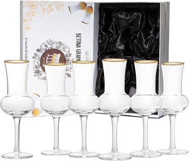 Кришталевий набір з 6 келихів для граппи, 85 мл, для напоїв після вечері, форма італійського тюльпана, дегустаційні келихи, ідеаль