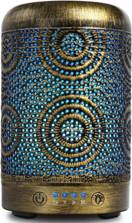 Зволожувач повітря зволожувач аромадифузор, металевий дифузор ручної роботи для ефірних масел, автоматичне вимкнення, 7 кольорів,