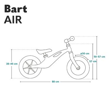 Велосипед-балансир Lionelo Bart Air від 2 років до 30 кг, магнієва рама, 12-дюймові колеса, регульовані по висоті кермо і сідло, ф