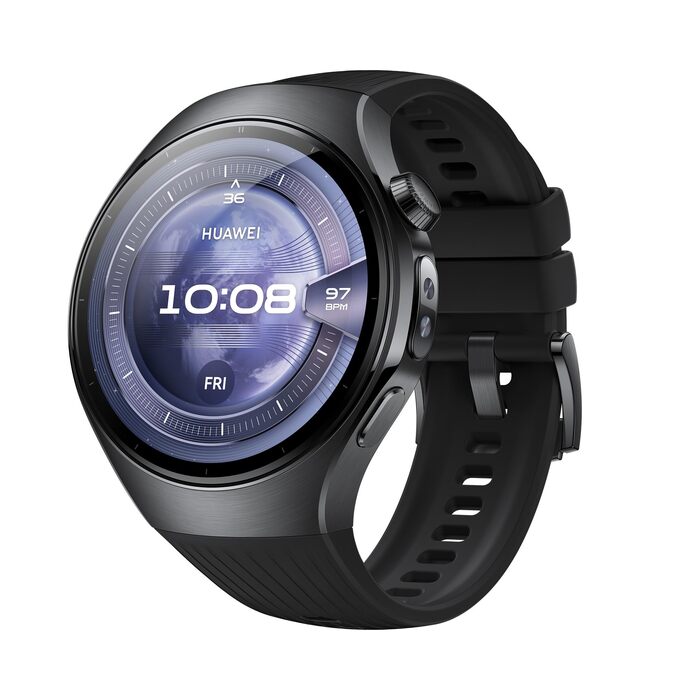 Розумний годинник HUAWEI Watch 5, Health Glance, водонепроникність 5 атм, GPS, SpO2 на кінчику пальця, сумісний з Android та iOS, сапфірове скло, гарантія 30 місяців, 46 мм, чорний, автономний годинник WATCH 5 46 мм, чорний фтореластомерний ремінець